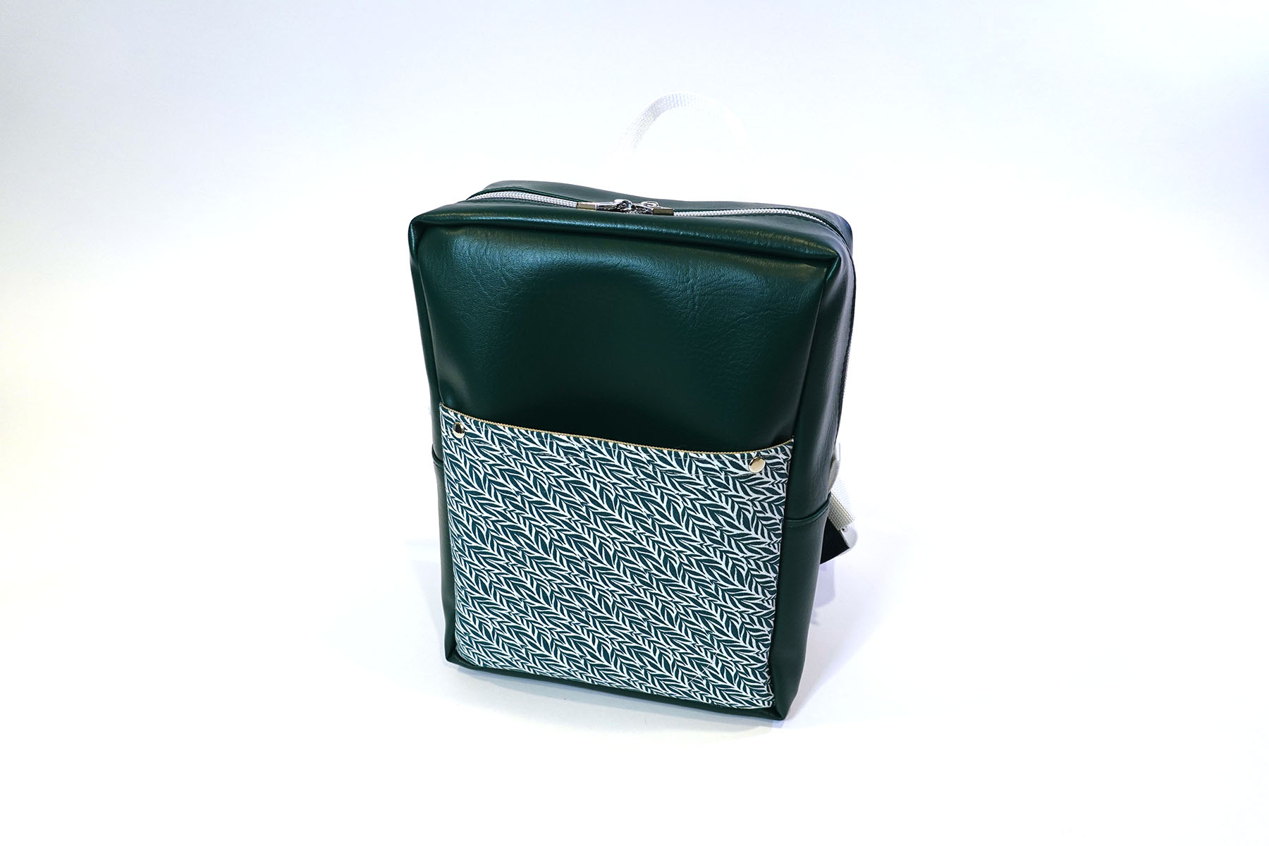 Green with palm patterned front panel